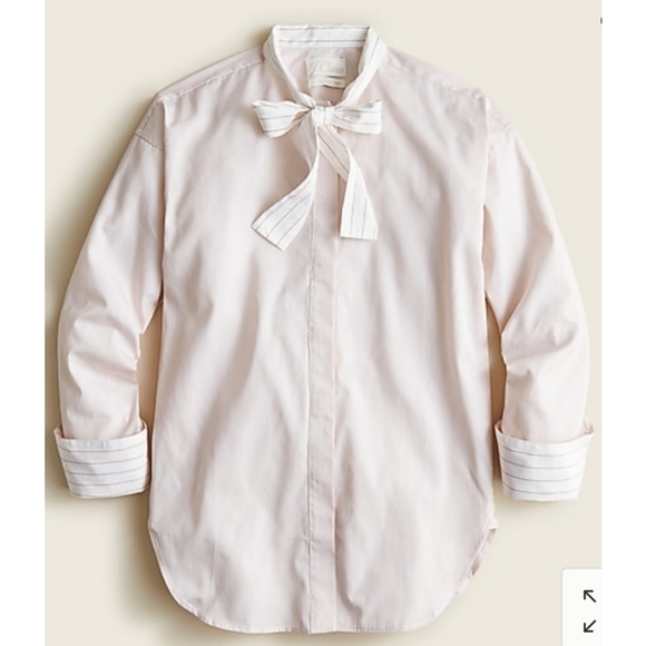 30. Thomas Mason® for J.Crew relaxed tie-neck shirt in stripe - Picture 4 of 10